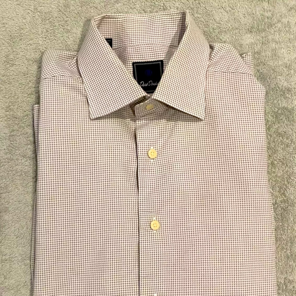 David Donahue Button FrontDress Shirt Men's Size 16 1/2 34/35 Multicolor Stripe